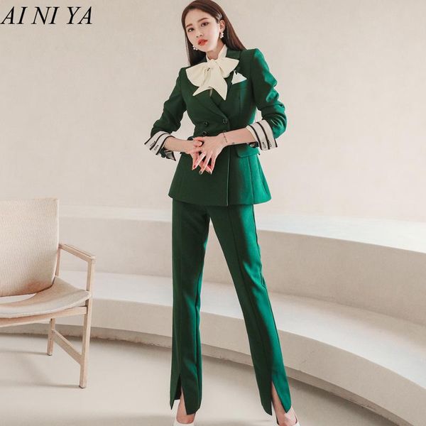 women's two piece pants green double-breasted suit business casual office lady uniforms ladies two-piece blazer+ trousers, White
women's two piece pants green double-breasted suit business casual office lady uniforms ladies two-piece blazer+ trousers, White