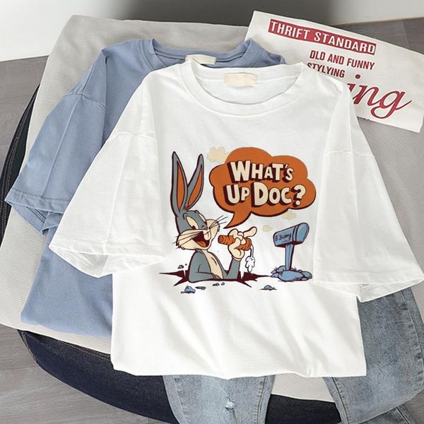 2020 new cartoon comic kawaii short-sleeved female korean version of cute rabbit print blouse teen loose fashion blouse, White
2020 new cartoon comic kawaii short-sleeved female korean version of cute rabbit print blouse teen loose fashion blouse, White