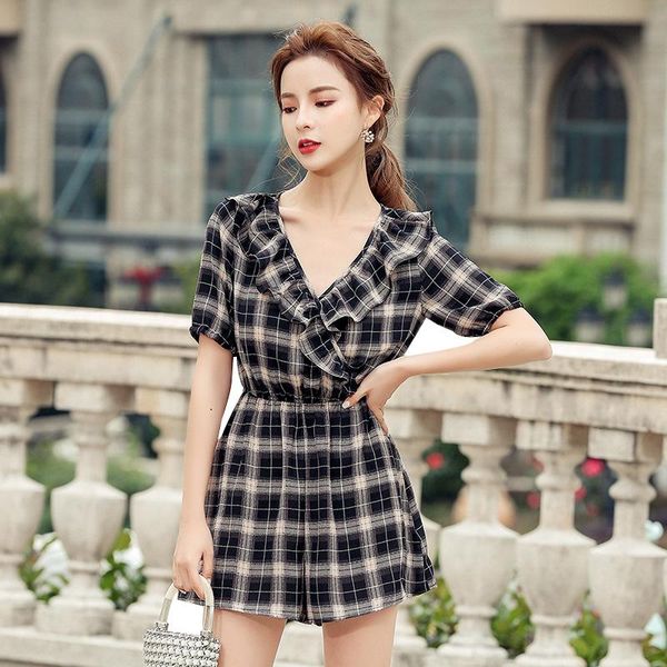 fashion women new arrival casual comfortable jumpsuit vintage party ruffles v-neck plaid cute summer beach playsuit, Black;white
fashion women new arrival casual comfortable jumpsuit vintage party ruffles v-neck plaid cute summer beach playsuit, Black;white