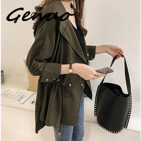 women's jacket spring autumn bf style casual coats with belt plus size(4xl) japan harajuku wild hooded windbreaker women, Black;brown
women's jacket spring autumn bf style casual coats with belt plus size(4xl) japan harajuku wild hooded windbreaker women, Black;brown