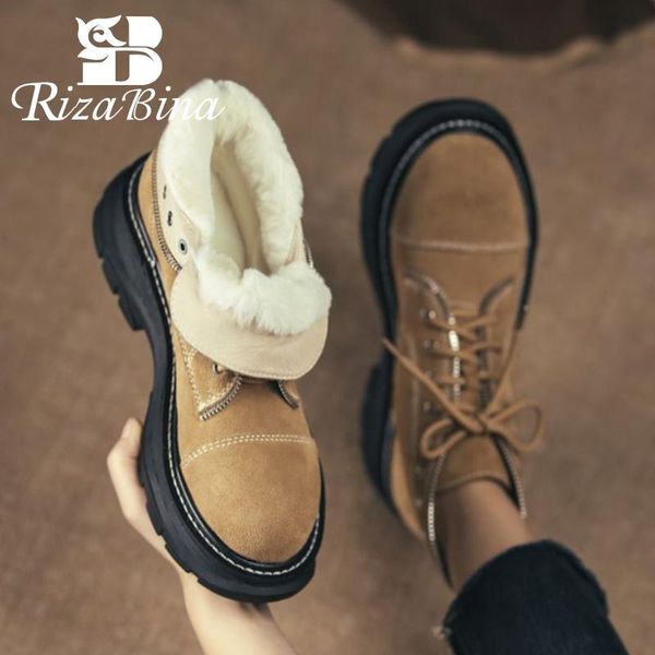 rizabina women boots real leather warm plush fur winter shoes woman ankle snow boots fashion lace up boot women size 34-42, Black
rizabina women boots real leather warm plush fur winter shoes woman ankle snow boots fashion lace up boot women size 34-42, Black