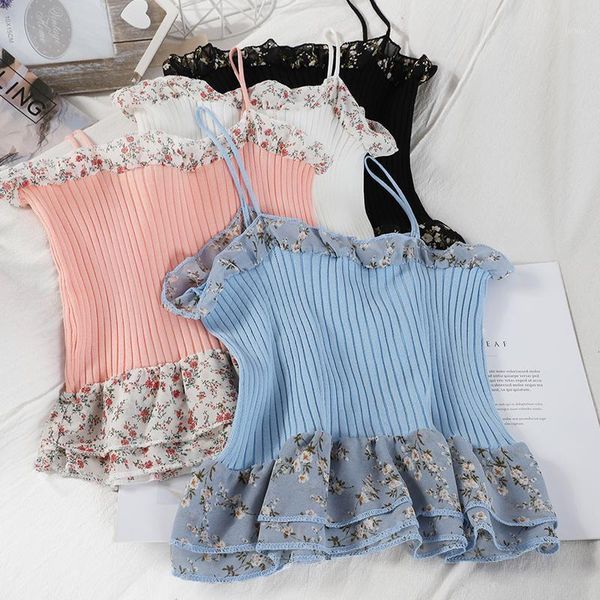 slim knitted women crop camisole ribbed spaghetti strap chiffon patchwork cute female w1241, White
slim knitted women crop camisole ribbed spaghetti strap chiffon patchwork cute female w1241, White