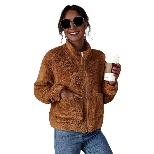 vicabo womens teddy fleece long sleeve short jackets coats winter warmer cardigan zip up casual solid crop jacket, Black;brown
vicabo womens teddy fleece long sleeve short jackets coats winter warmer cardigan zip up casual solid crop jacket, Black;brown