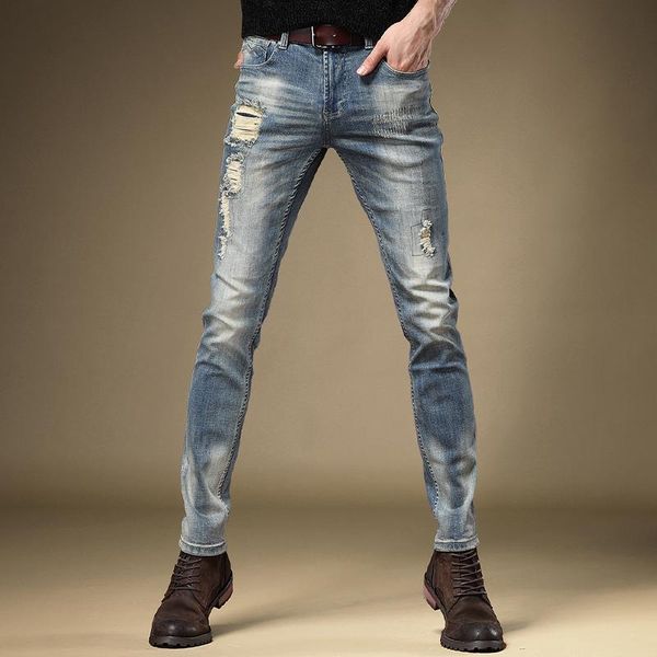 men's jeans blue ripped men cotton slim fit pencil pants korean style streetwear distressed denim trousers
men's jeans blue ripped men cotton slim fit pencil pants korean style streetwear distressed denim trousers