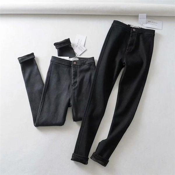 women's jeans winter woman warm thicken fleeces high waist skinny pencil pants femme black slim elastic denim, Blue
women's jeans winter woman warm thicken fleeces high waist skinny pencil pants femme black slim elastic denim, Blue