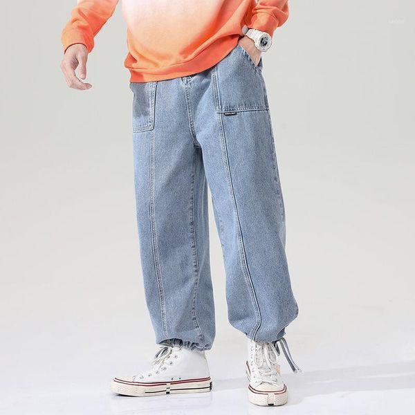 men's jeans spring trend high street port feng shui stitching beam men's loose casual simple straight trousers1, Blue
men's jeans spring trend high street port feng shui stitching beam men's loose casual simple straight trousers1, Blue