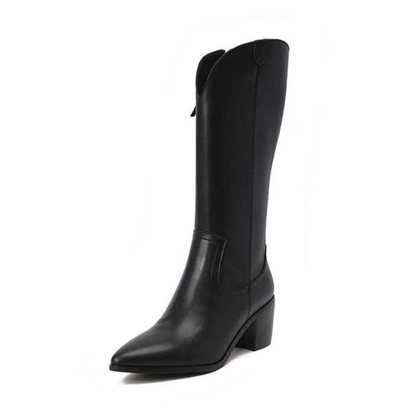 boots fashion side zipper shoes woman high heels genuine leather female knee winter basic alim long, Black
boots fashion side zipper shoes woman high heels genuine leather female knee winter basic alim long, Black