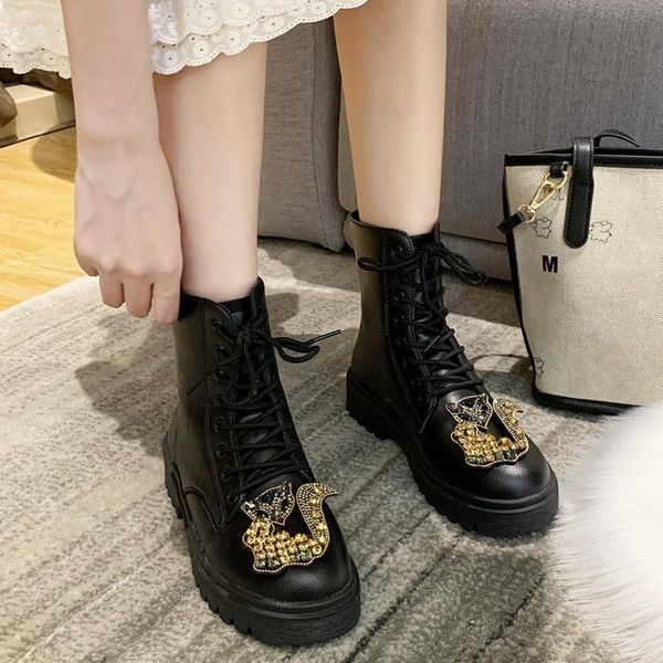 crystal ankle boots for women black pu leather square heels shoes woman autumn high platform botas mujer 2020
crystal ankle boots for women black pu leather square heels shoes woman autumn high platform botas mujer 2020