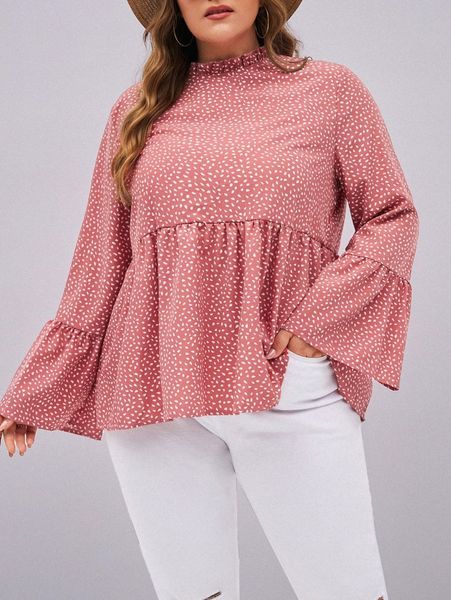 plus confetti print bell sleeve peplum hem blouse u3ka#, Black
plus confetti print bell sleeve peplum hem blouse u3ka#, Black