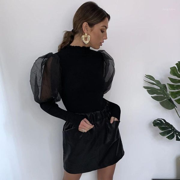 mesh stitching ribbed puff sleeve women autumn transparent long sleeve half high irregular collar shirt black retro, White
mesh stitching ribbed puff sleeve women autumn transparent long sleeve half high irregular collar shirt black retro, White