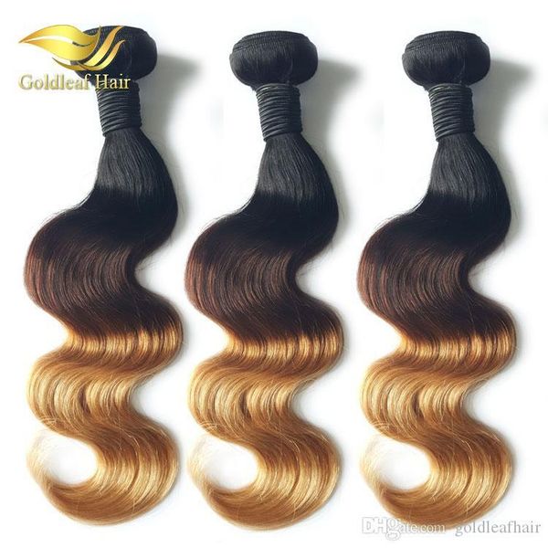 wholesale three tone ombre hair body wave human hair weavies t1b 4 27 ombre hair extensions, Black
wholesale three tone ombre hair body wave human hair weavies t1b 4 27 ombre hair extensions, Black