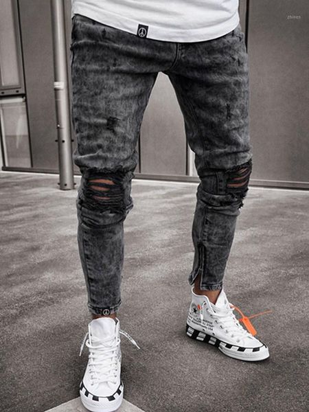 men broken hole clothes hip hop sweatpants skinny motorcycle denim pants zipper designer black jeans mens casual men trousers1, Blue 
men broken hole clothes hip hop sweatpants skinny motorcycle denim pants zipper designer black jeans mens casual men trousers1, Blue