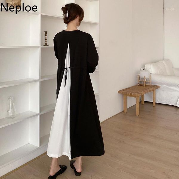 neploe maxi dresses for women korean temperament vestidos patchwork loose slim waist robe lace up black dress female 4g0481, Black;gray
neploe maxi dresses for women korean temperament vestidos patchwork loose slim waist robe lace up black dress female 4g0481, Black;gray