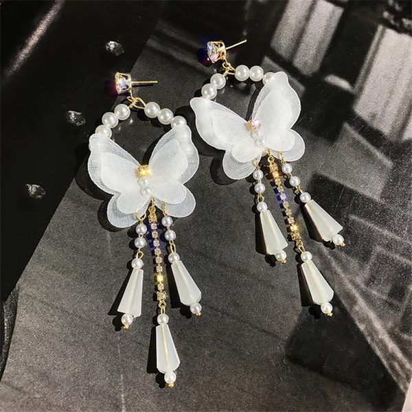 fyuan long tassel crystal drop earrings for women bijoux korean style white butterfly pearl dangle earrings jewelry gifts, Silver
fyuan long tassel crystal drop earrings for women bijoux korean style white butterfly pearl dangle earrings jewelry gifts, Silver