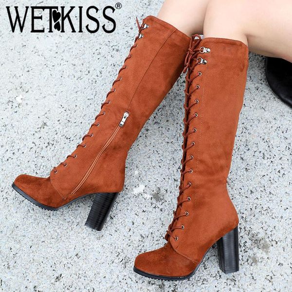 WETKISS Knee High Women Boots Round Toe Pu Zip Footwear Thick High Heels Motorcycle Female Boots Cross Tied Shoes Women 2020, Black
WETKISS Knee High Women Boots Round Toe Pu Zip Footwear Thick High Heels Motorcycle Female Boots Cross Tied Shoes Women 2020, Black
