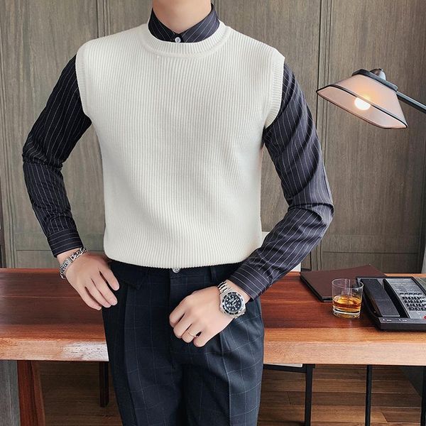 men's vests british style autumn winter sleeveless sweater vest mens clothes 2021 slim fit round collar casual knit pull homme 5colors, Black;white
men's vests british style autumn winter sleeveless sweater vest mens clothes 2021 slim fit round collar casual knit pull homme 5colors, Black;white