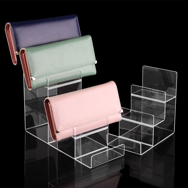 wallet clear 3-tier purse phone display holder jewellery storage rack transparent acrylic stand
wallet clear 3-tier purse phone display holder jewellery storage rack transparent acrylic stand