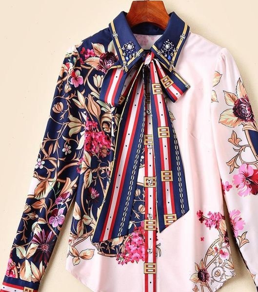 women runway shirts 2021 fashion lace up bow floral print patchwork elegant long sleeve blouse shirt ladies workwear office, White
women runway shirts 2021 fashion lace up bow floral print patchwork elegant long sleeve blouse shirt ladies workwear office, White