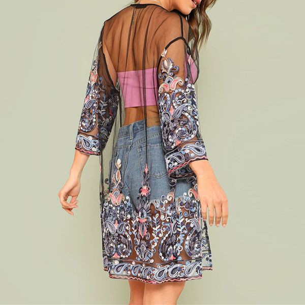 women loose 3/4 sleeve mesh embroidered floral see through blouse beach kimono cardigan summer women holiday blouses shirt y200930, White
women loose 3/4 sleeve mesh embroidered floral see through blouse beach kimono cardigan summer women holiday blouses shirt y200930, White