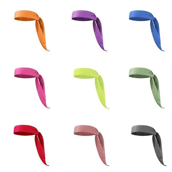 cotton tie back headbands stretch sports sweatbands hair band moisture wicking workout bandanas running men women supplies, Yellow;black