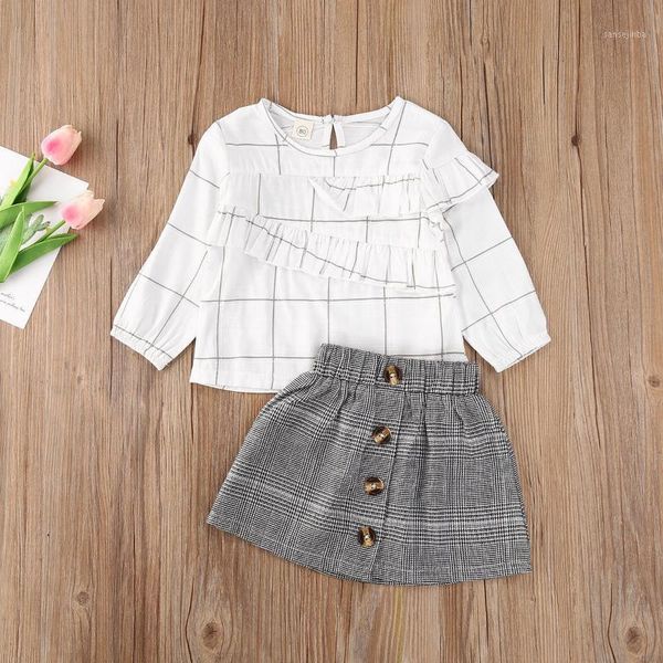 2-7years 2pcs outfits set fall winter clothing for toddler kids girls clothes plaid lantern sleeve +button skirts1, White
2-7years 2pcs outfits set fall winter clothing for toddler kids girls clothes plaid lantern sleeve +button skirts1, White