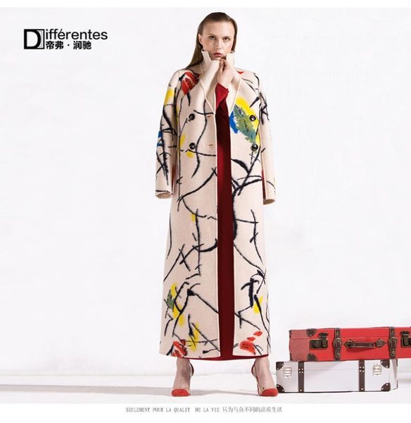df wool printed warm winter coat women turndown collar long coat overcoat female casual double breasted 62611, Black
df wool printed warm winter coat women turndown collar long coat overcoat female casual double breasted 62611, Black