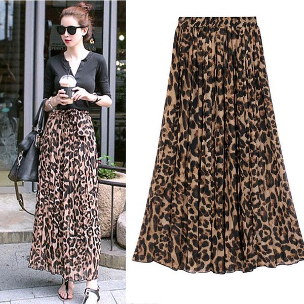 tingyili summer women long leopard print skirt elastic high waist chiffon pleated slim fit casual maxi skirt, Black
tingyili summer women long leopard print skirt elastic high waist chiffon pleated slim fit casual maxi skirt, Black