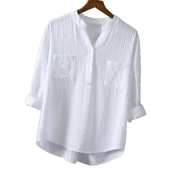 2021 spring summer women white shirts blouses v-neck long sleeve shirts cotton casual women ly321
2021 spring summer women white shirts blouses v-neck long sleeve shirts cotton casual women ly321