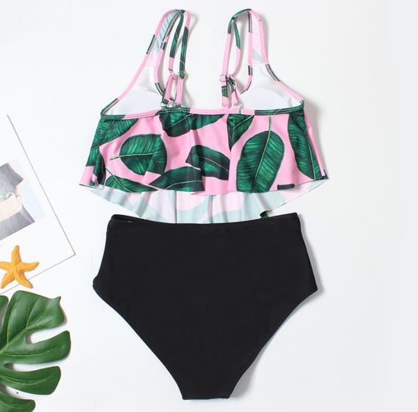 new women beachwear high waisted two piece bikini set falbala swimsuit wrinkled floral print bikinis, White;black
new women beachwear high waisted two piece bikini set falbala swimsuit wrinkled floral print bikinis, White;black