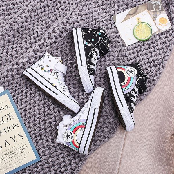 girls fashion children canvas shoes lovely unicorn printed pattern high girls black white girl sneakers star rainbow lj201203
girls fashion children canvas shoes lovely unicorn printed pattern high girls black white girl sneakers star rainbow lj201203