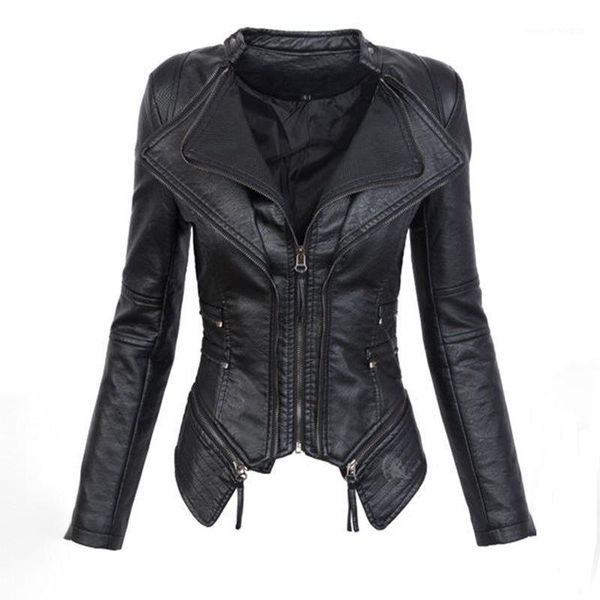 women's jackets pu leather jacket woman long sleeve slim zipper fashion lady1, Black;brown
women's jackets pu leather jacket woman long sleeve slim zipper fashion lady1, Black;brown