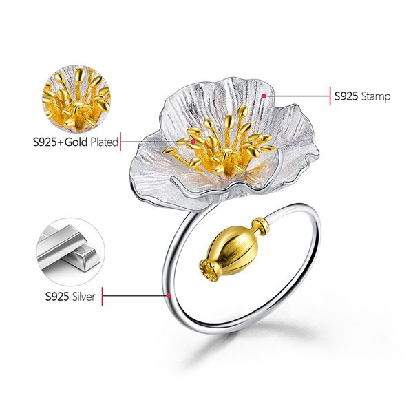 lotus fun real 925 sterling silver adjustable ring handmade designer fine jewelry blooming poppies flower rings for women bijoux q1219, Golden;silver
lotus fun real 925 sterling silver adjustable ring handmade designer fine jewelry blooming poppies flower rings for women bijoux q1219, Golden;silver