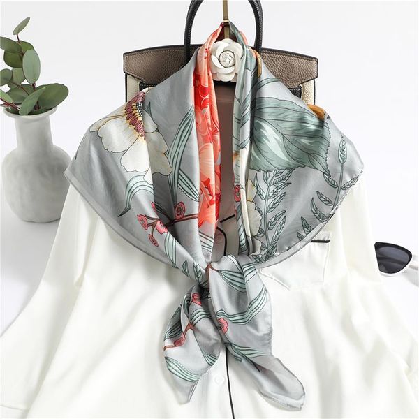 2020 new floral print neck scarf women square silk foulard scarves hijab wraps bufanda neckerchief bandana shawl headband bbyiny bdehome, Blue;gray
2020 new floral print neck scarf women square silk foulard scarves hijab wraps bufanda neckerchief bandana shawl headband bbyiny bdehome, Blue;gray