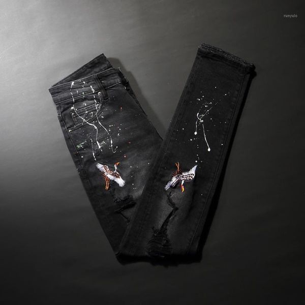 american streetwear fashion men jeans slim fit elastic ripped jeans embroidery designer painted hip hop pants homme1, Blue
american streetwear fashion men jeans slim fit elastic ripped jeans embroidery designer painted hip hop pants homme1, Blue
