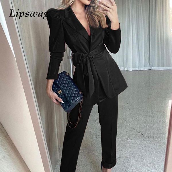 women's two piece pants elegant chic women sets 2021 spring fashion turn-down collar lace-up belt blazers and outfit office ladies suit, White
women's two piece pants elegant chic women sets 2021 spring fashion turn-down collar lace-up belt blazers and outfit office ladies suit, White