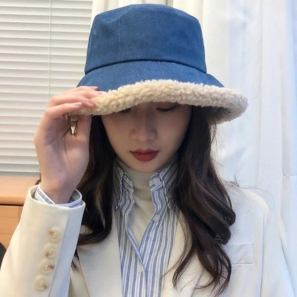 wide brim hats winter vintage denim bucket hat women warm thick faux fleece lined patchwork female casual sunscreen fisherman cap1, Blue;gray
wide brim hats winter vintage denim bucket hat women warm thick faux fleece lined patchwork female casual sunscreen fisherman cap1, Blue;gray