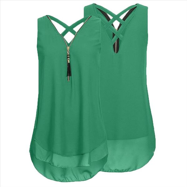 women loose sleeveless tank cross back hem layed zipper v neck t shirts fashion hollow out sleeveless blusas, White
women loose sleeveless tank cross back hem layed zipper v neck t shirts fashion hollow out sleeveless blusas, White
