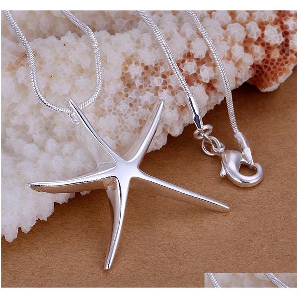 fashion party jewelry plated 925 sterling silver starfish pendant necklace christmas gift shipping 10pcs/lot zx5am
fashion party jewelry plated 925 sterling silver starfish pendant necklace christmas gift shipping 10pcs/lot zx5am