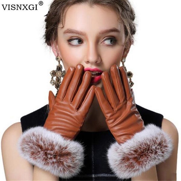 visnxgi woman fashion black pu leather gloves autumn winter faux rabbit fur thick female waterproof glove, Blue;gray
visnxgi woman fashion black pu leather gloves autumn winter faux rabbit fur thick female waterproof glove, Blue;gray