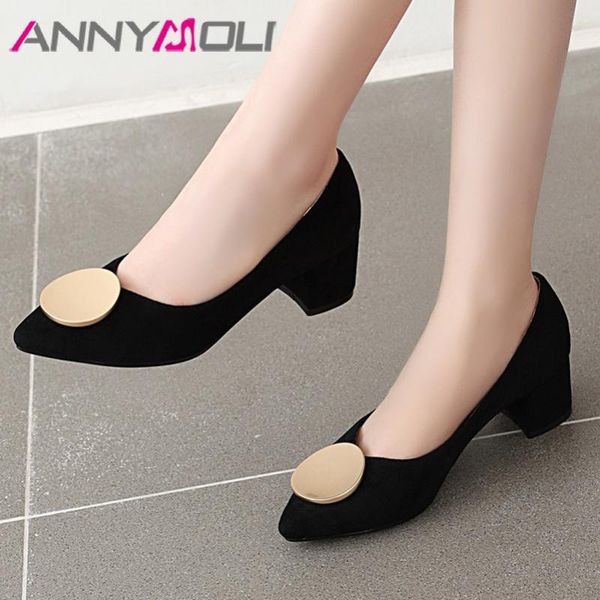 dress shoes annymoli women pumps metal decoration high heel pointed toe thick heels ladies footwear apricot black pink size 46 
dress shoes annymoli women pumps metal decoration high heel pointed toe thick heels ladies footwear apricot black pink size 46