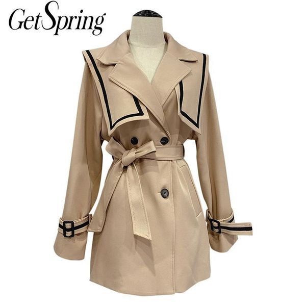getspring women trench coat color matching bandage winter coat women vintage casual khaki trench coats for women fashion 201031, Tan;black
getspring women trench coat color matching bandage winter coat women vintage casual khaki trench coats for women fashion 201031, Tan;black