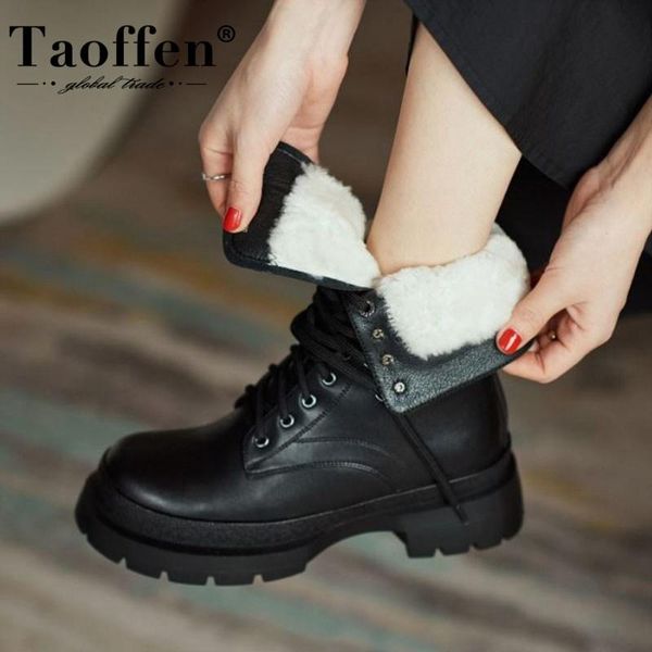 taoffen real leather women short boots fashion platform cross strap winter shoes woman warm fur plush footwear size 34-39, Black
taoffen real leather women short boots fashion platform cross strap winter shoes woman warm fur plush footwear size 34-39, Black