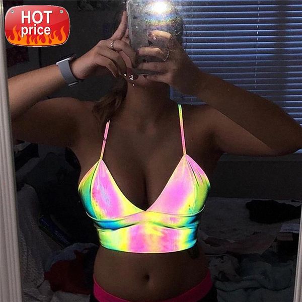 iridescent reflective tank women shiny rainbow colorful crop rave festival party night club bottoming vest #qv3q, White
iridescent reflective tank women shiny rainbow colorful crop rave festival party night club bottoming vest #qv3q, White