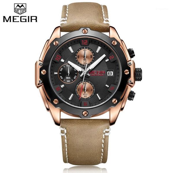 megir men's watch chronograph watches men date sport leather quartz wristwatch male clock montre homme1, Slivery;brown
megir men's watch chronograph watches men date sport leather quartz wristwatch male clock montre homme1, Slivery;brown