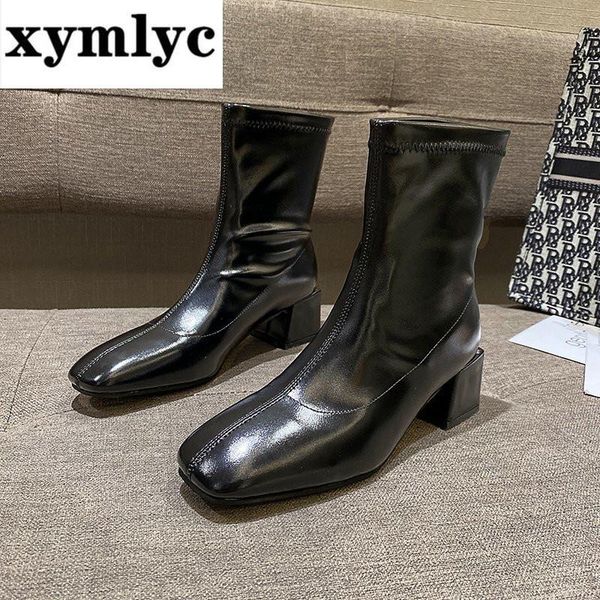 fashion ankle patent leather boots women high heels 5cm soft & breathable autumn booties elastic leather boots zapatos mujer, Black
fashion ankle patent leather boots women high heels 5cm soft & breathable autumn booties elastic leather boots zapatos mujer, Black