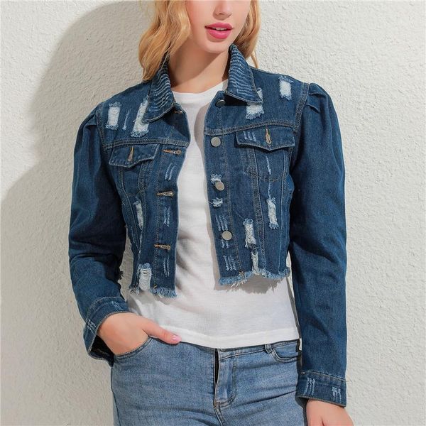 autumn women ripped denim jackets 2021 vintage casual short jean jacket puff sleeve winter female coat streetwear1, Black;brown
autumn women ripped denim jackets 2021 vintage casual short jean jacket puff sleeve winter female coat streetwear1, Black;brown