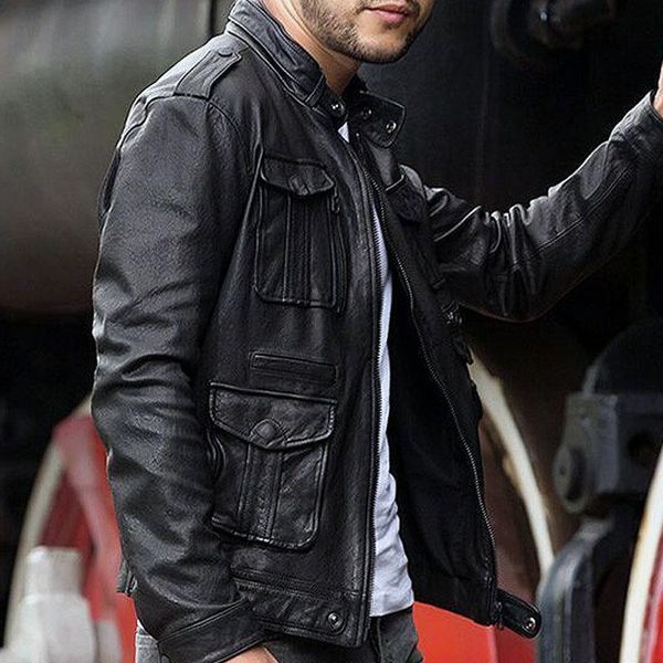 men's leather & faux 2021 korean style mens sheepskin genuine short jackets biker slim fit male coat jaqueta de couro masculina blouson, Black
men's leather & faux 2021 korean style mens sheepskin genuine short jackets biker slim fit male coat jaqueta de couro masculina blouson, Black
