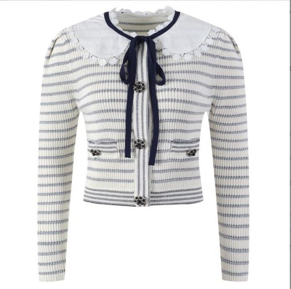 1226 2022 runway spring brand same style sweater long sleeve crew neck fashion white cardigan striped clothes womens yl, White;black
1226 2022 runway spring brand same style sweater long sleeve crew neck fashion white cardigan striped clothes womens yl, White;black