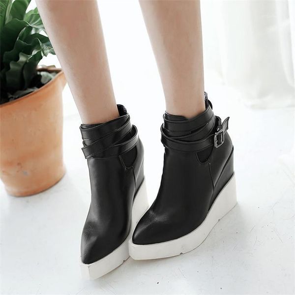 boots pxelena 2021 fashion wedge high heels ankle women pointed toe platform buckle office ladies dress shoes 34-431, Black
boots pxelena 2021 fashion wedge high heels ankle women pointed toe platform buckle office ladies dress shoes 34-431, Black