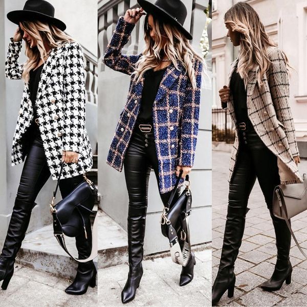 fashion houndstooth printed blazer for women turn-down collar ladies woolen overcoat plaid pocket female blazer jacket d301, Black
fashion houndstooth printed blazer for women turn-down collar ladies woolen overcoat plaid pocket female blazer jacket d301, Black
